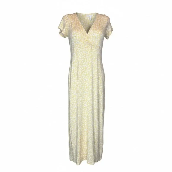 Billabong Women's XL Yellow Floral Maxi Dress Viscose Stretch | Boho Cottage - Picture 4 of 7